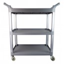 Chariot de service / utilitaire - 3 tablettes - 4 roues pivotantes - gris