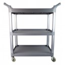 Service / Utility Cart - 3 Shelves - 4 Swivel Casters / Wheels - Grey