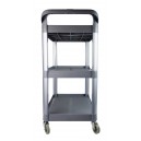 Chariot de service / utilitaire - 3 tablettes - 4 roues pivotantes - gris