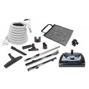 Central Vacuum Kit - 30' (9 m) Electrical Hose - Hose Gas Pump Handle - Power Nozzle - Floor Brush - Dusting Brush - Upholstery Brush - Crevice Tool - 3 Telescopic Wands - Hose and Tools Hangers