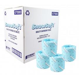 Papier hygiénique vierge - 2 épaisseurs - 48 rouleaux de 420 feuilles - 4.25" X 3.5" - SUNSET Snow Soft 7000