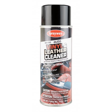Vinyl and Leather Cleaner by Sprayway - 15oz (425g) - Leather Scent - With Mink Oil - SW-990