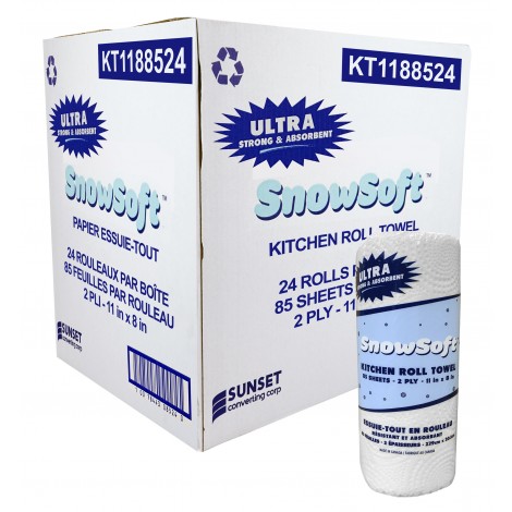Papier essuie-tout SUNSET Snow Soft- 2 épaisseurs - 24 rouleaux de 85 feuilles - 11" X 8'' - 7085