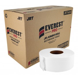 Commercial Bathroom Tissue - 2-Ply - Box of 8 Rolls - 3,3" x 600' (8,4 cm x 182,8 m) - SUNJ600