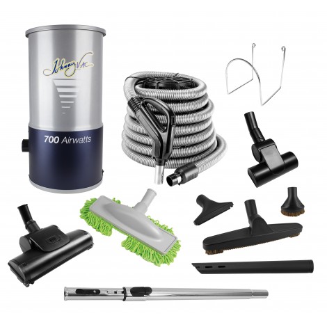 Central Vacuum Kit - 35' (10m) Hose - 12'' (30cm) Air Power Nozzle & Floor Brush - Upholstery Brush and multiple accessories - Telescopic Wand