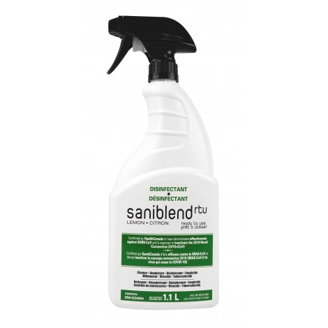 Nettoyant - désodorisant - désinfectant - prêt à utiliser - citron - Saniblend RTU - 1.1 L (0,29 gal) - Safeblend SRTLGN4 - désinfectant à utiliser contre le coronavirus (COVID-19) DIN 02344904