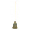 Corn Broom for Domestic and Commercial Use - 10" (25, 4 cm) Cleaning Path - Wooden Handle - 5 strings